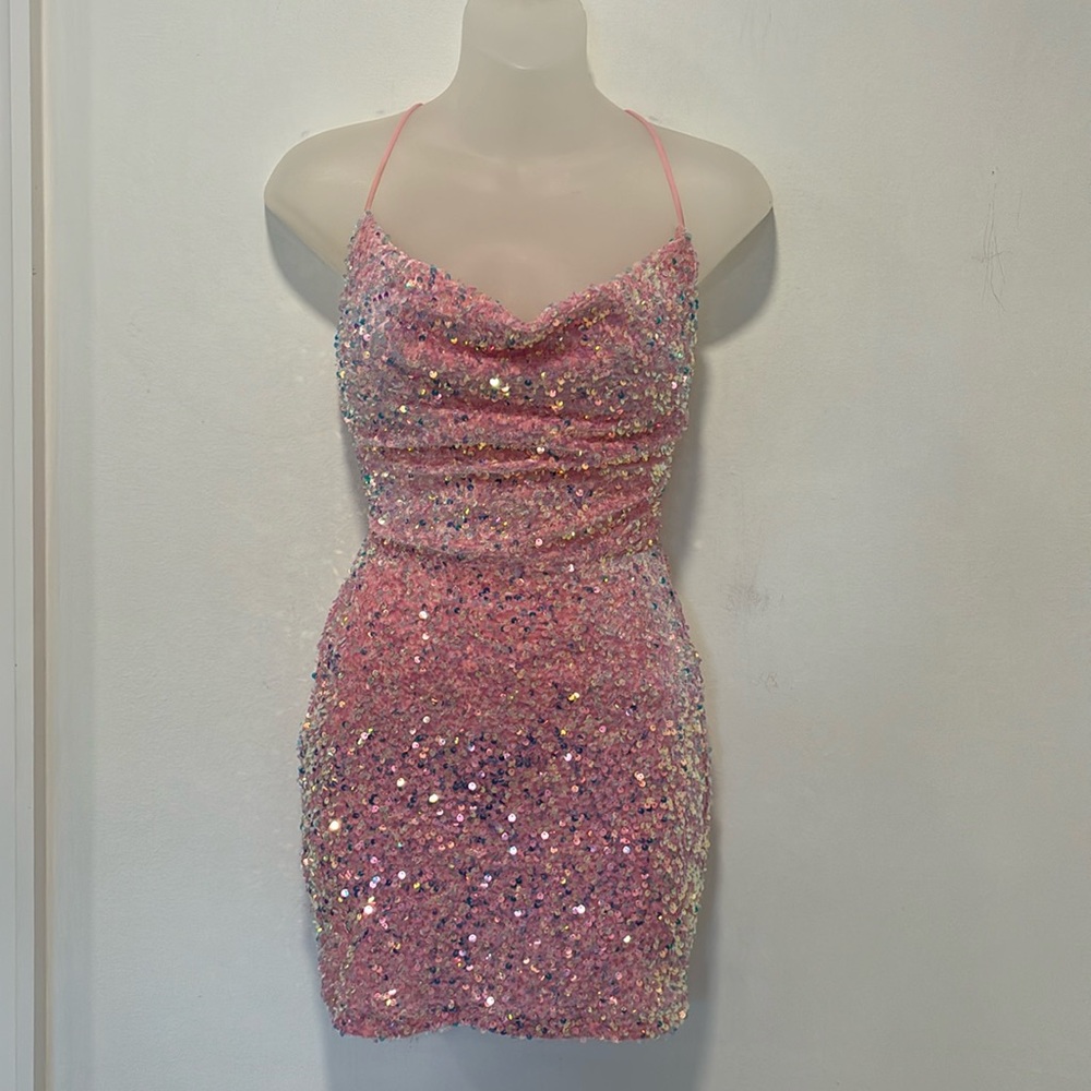 Lucy in the Sky Pink Sequin Mini Dress Size Small